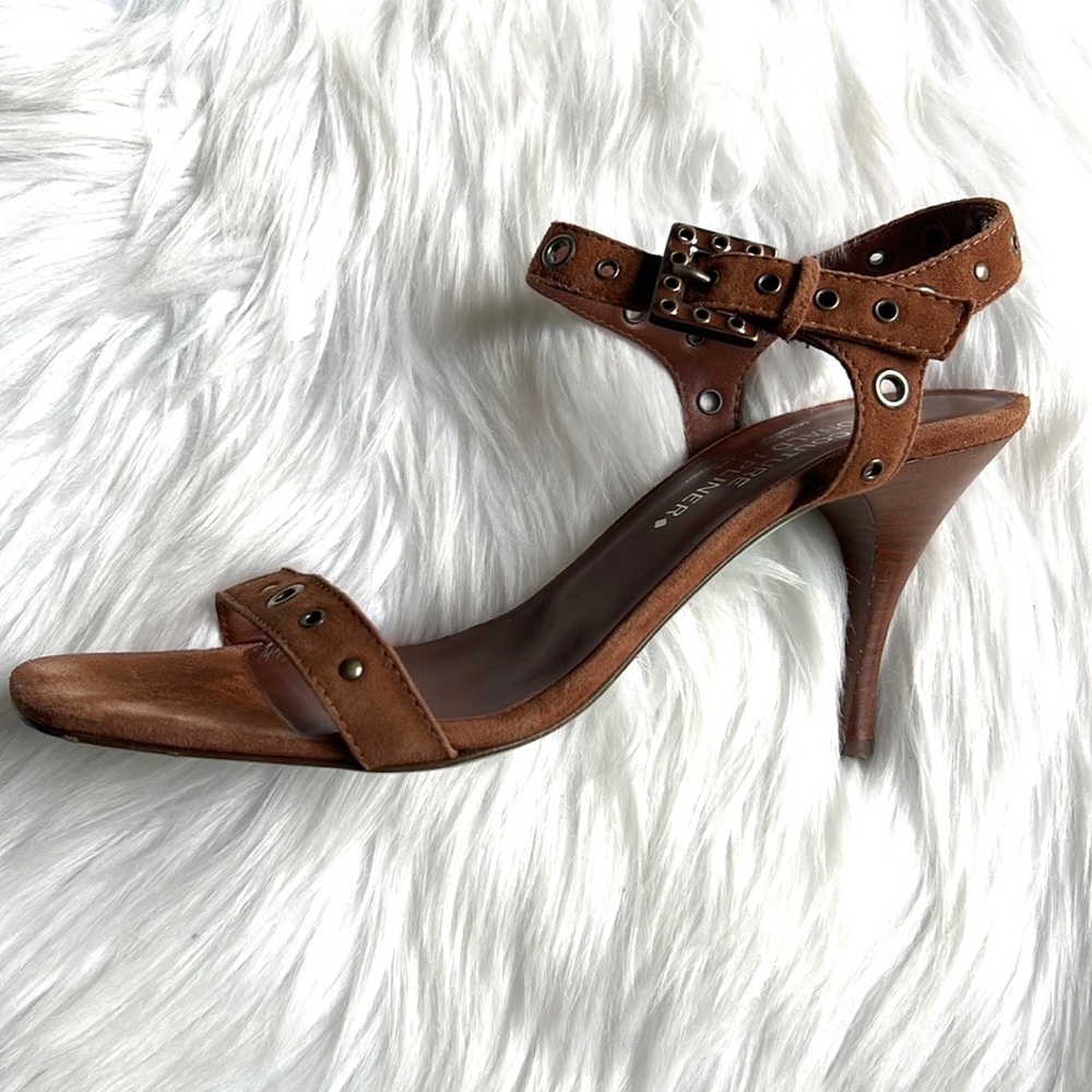 Donald J. Pilner COUTURE Suede Studded Strappy Heels Made in Italy Sz 10